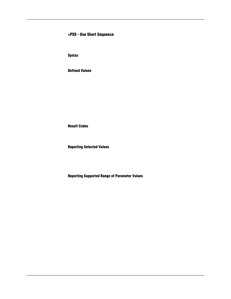 Pss - use short sequence, Syntax, Defined values | Result codes, Reporting selected values, Reporting supported range of parameter values | Longshine LCS-8156C1 User Manual | Page 116 / 194