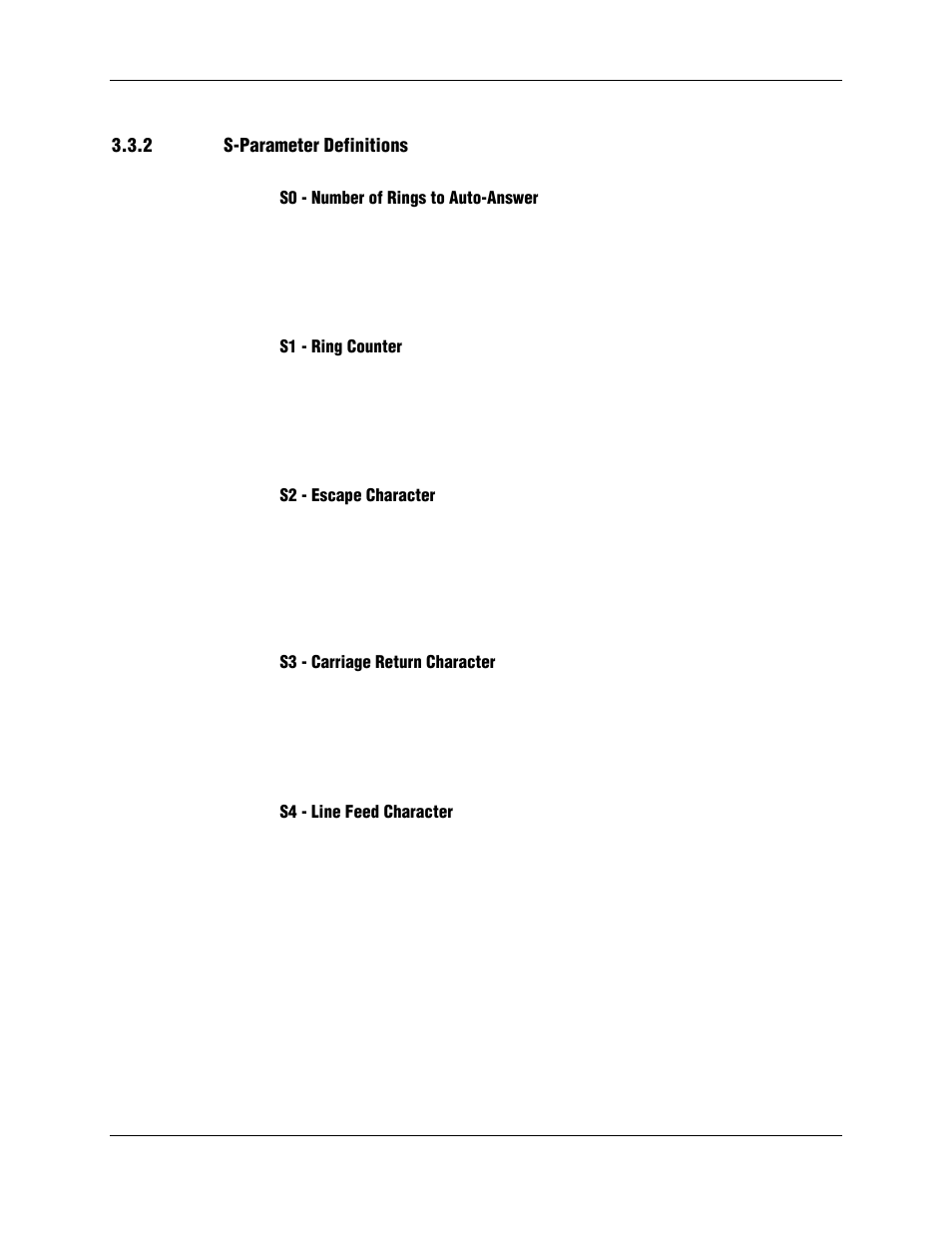 2 s-parameter definitions, S0 - number of rings to auto-answer, S1 - ring counter | S2 - escape character, S3 - carriage return character, S4 - line feed character | Longshine LCS-8156C1 User Manual | Page 120 / 194