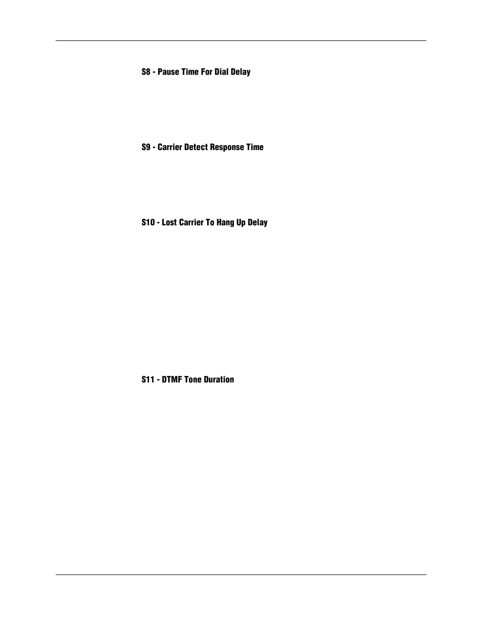 S8 - pause time for dial delay, S9 - carrier detect response time, S10 - lost carrier to hang up delay | S11 - dtmf tone duration | Longshine LCS-8156C1 User Manual | Page 122 / 194