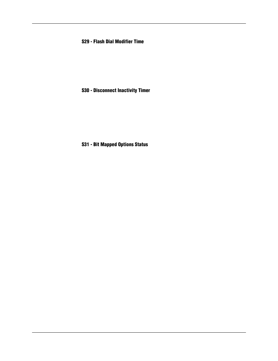 S29 - flash dial modifier time, S30 - disconnect inactivity timer, S31 - bit mapped options status | Longshine LCS-8156C1 User Manual | Page 130 / 194