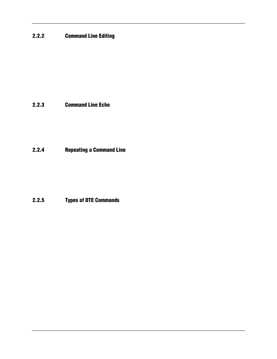 2 command line editing, 3 command line echo, 4 repeating a command line | 5 types of dte commands | Longshine LCS-8156C1 User Manual | Page 14 / 194