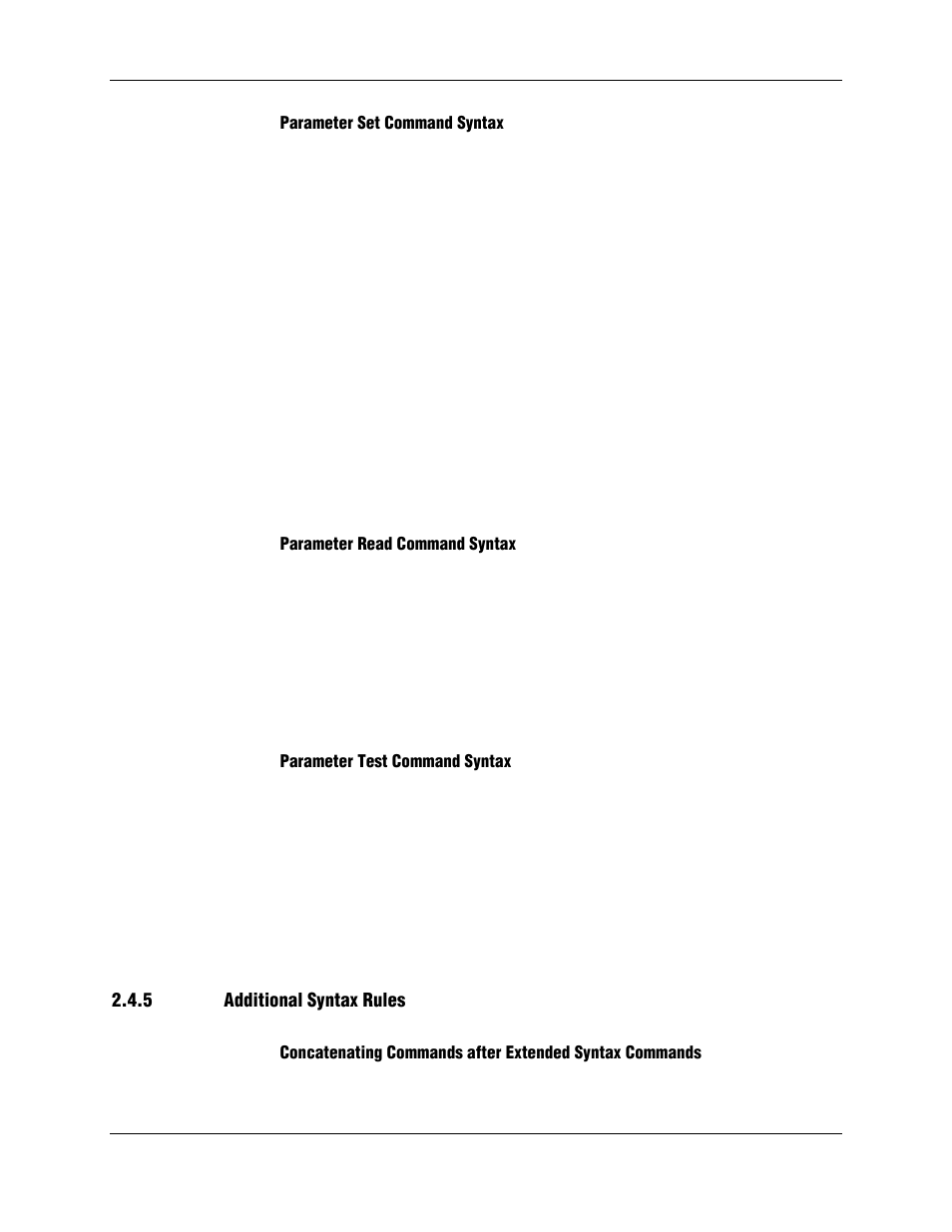 Parameter set command syntax, Parameter read command syntax, Parameter test command syntax | 5 additional syntax rules | Longshine LCS-8156C1 User Manual | Page 19 / 194