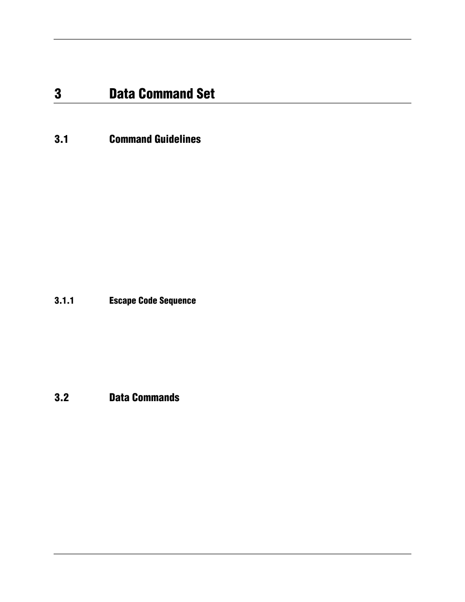 3 data command set, 1 command guidelines, 1 escape code sequence | 2 data commands, 3data command set | Longshine LCS-8156C1 User Manual | Page 25 / 194