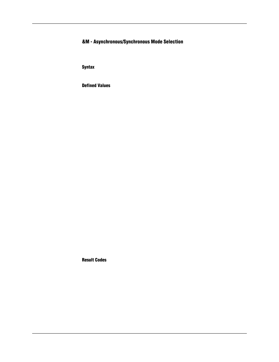 M - asynchronous/synchronous mode selection, Syntax, Defined values | Result codes | Longshine LCS-8156C1 User Manual | Page 48 / 194