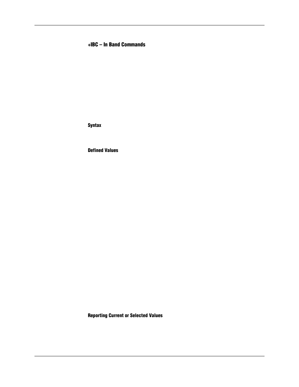 Ibc – in band commands, Syntax, Defined values | Reporting current or selected values | Longshine LCS-8156C1 User Manual | Page 53 / 194