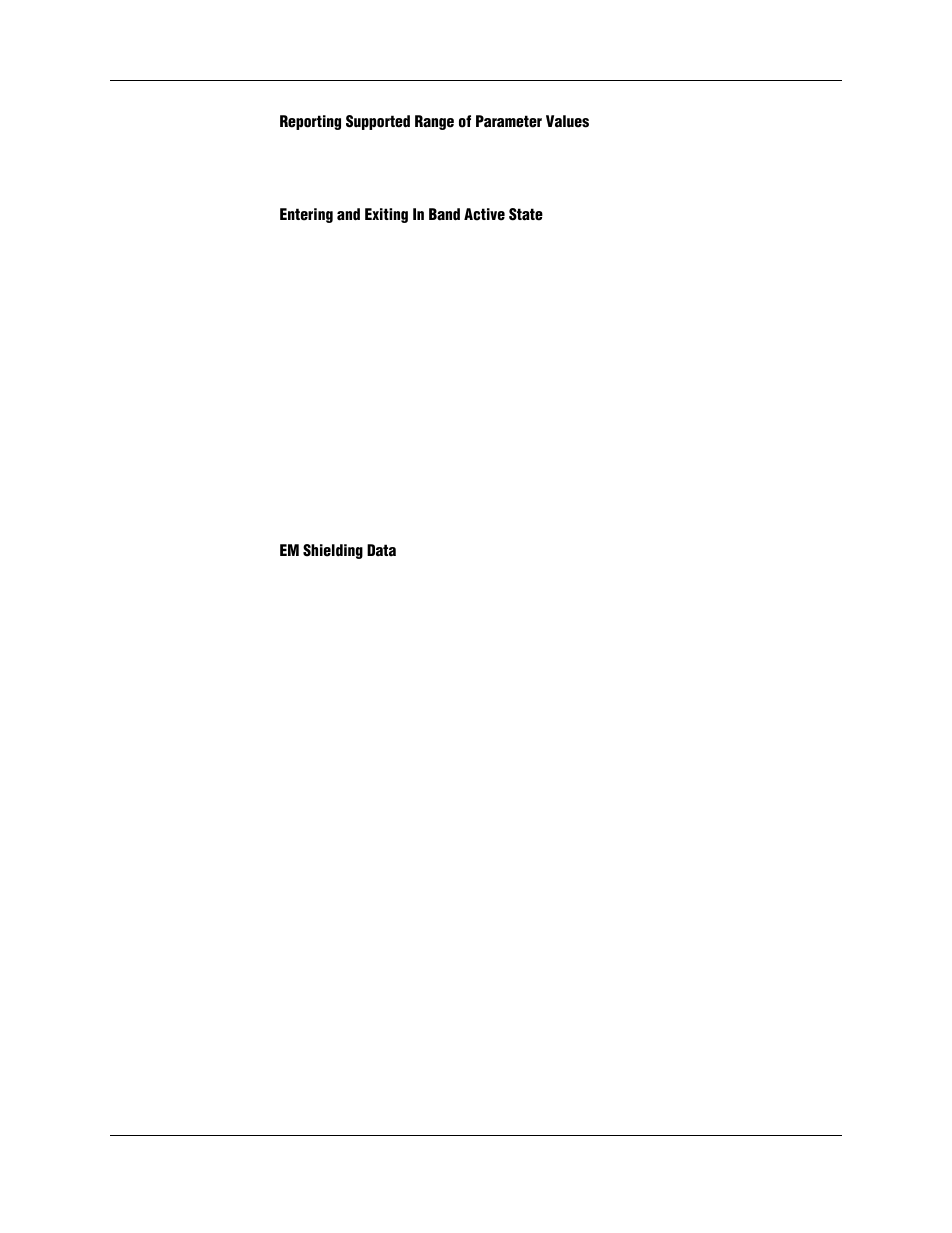 Reporting supported range of parameter values, Entering and exiting in band active state, Em shielding data | Longshine LCS-8156C1 User Manual | Page 54 / 194