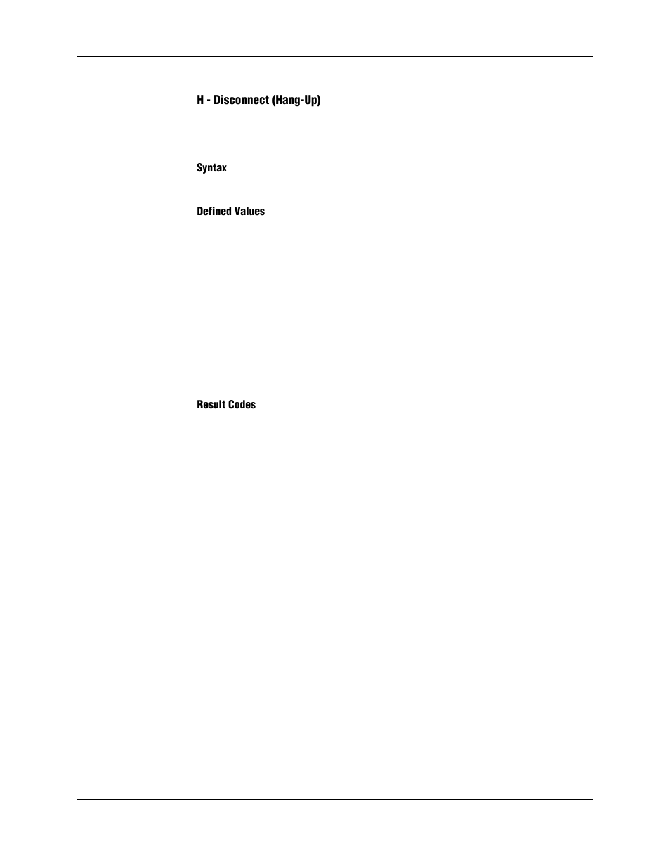 H - disconnect (hang-up), Syntax, Defined values | Result codes | Longshine LCS-8156C1 User Manual | Page 60 / 194