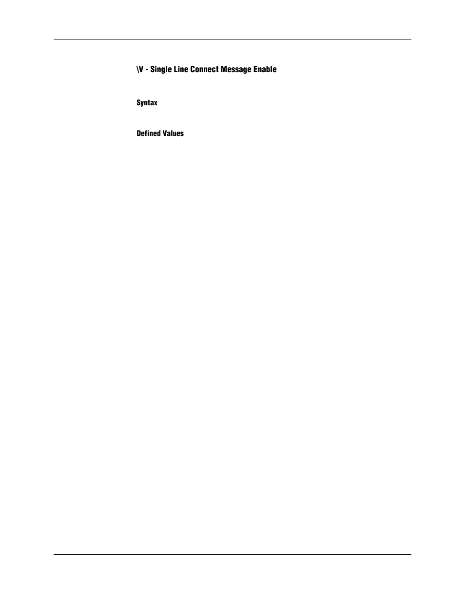 V - single line connect message enable, Syntax, Defined values | Longshine LCS-8156C1 User Manual | Page 66 / 194