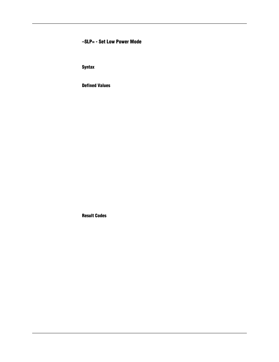 Slp= - set low power mode, Syntax, Defined values | Result codes | Longshine LCS-8156C1 User Manual | Page 69 / 194