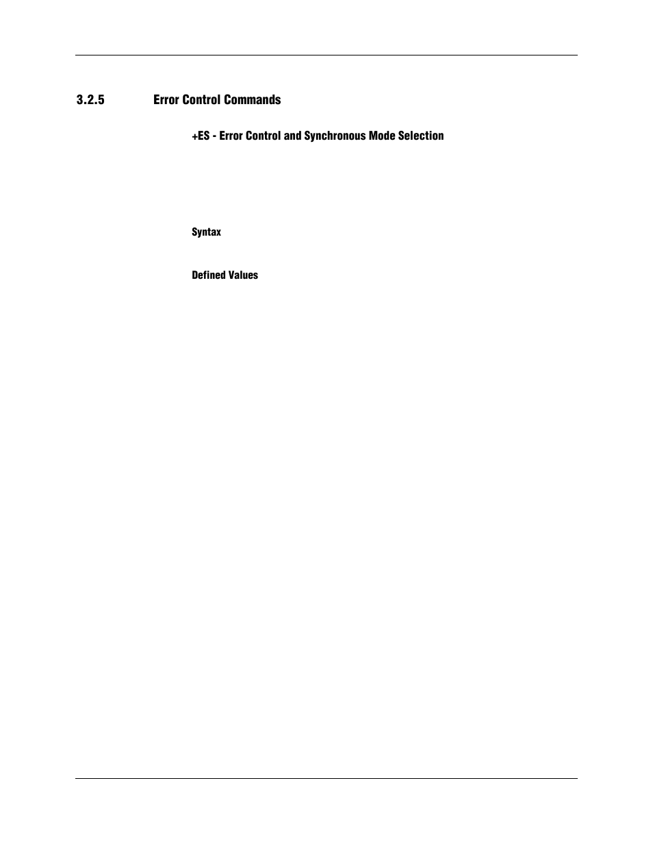 5 error control commands, Es - error control and synchronous mode selection, Syntax | Defined values | Longshine LCS-8156C1 User Manual | Page 83 / 194