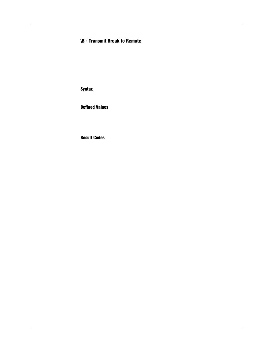 B - transmit break to remote, Syntax, Defined values | Result codes | Longshine LCS-8156C1 User Manual | Page 90 / 194