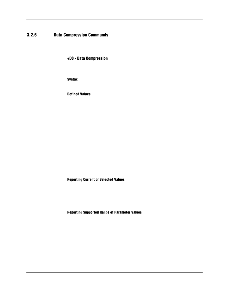 6 data compression commands, Ds - data compression, Syntax | Defined values, Reporting current or selected values, Reporting supported range of parameter values | Longshine LCS-8156C1 User Manual | Page 93 / 194