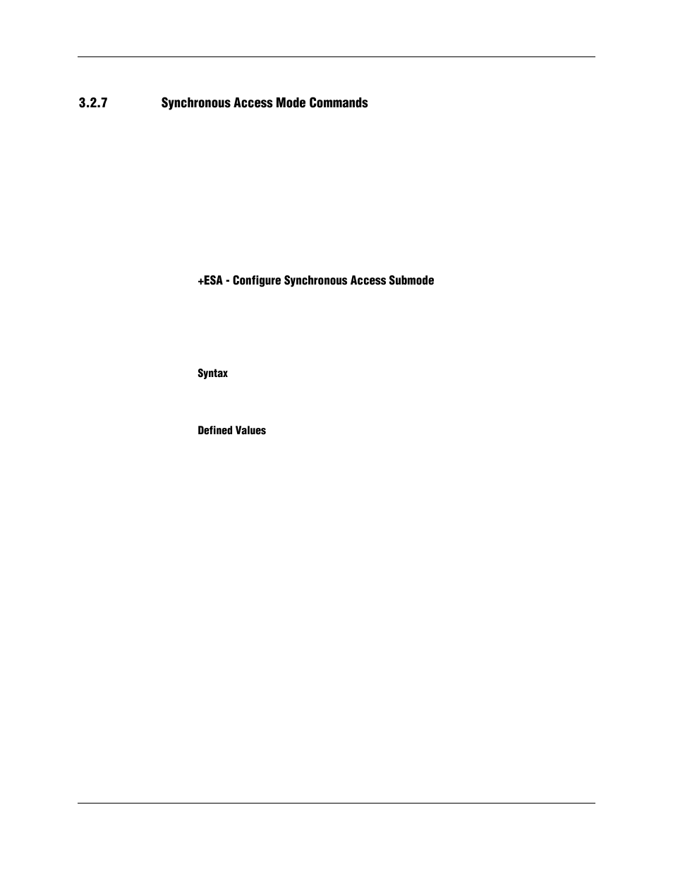 7 synchronous access mode commands, Esa - configure synchronous access submode, Syntax | Defined values | Longshine LCS-8156C1 User Manual | Page 98 / 194