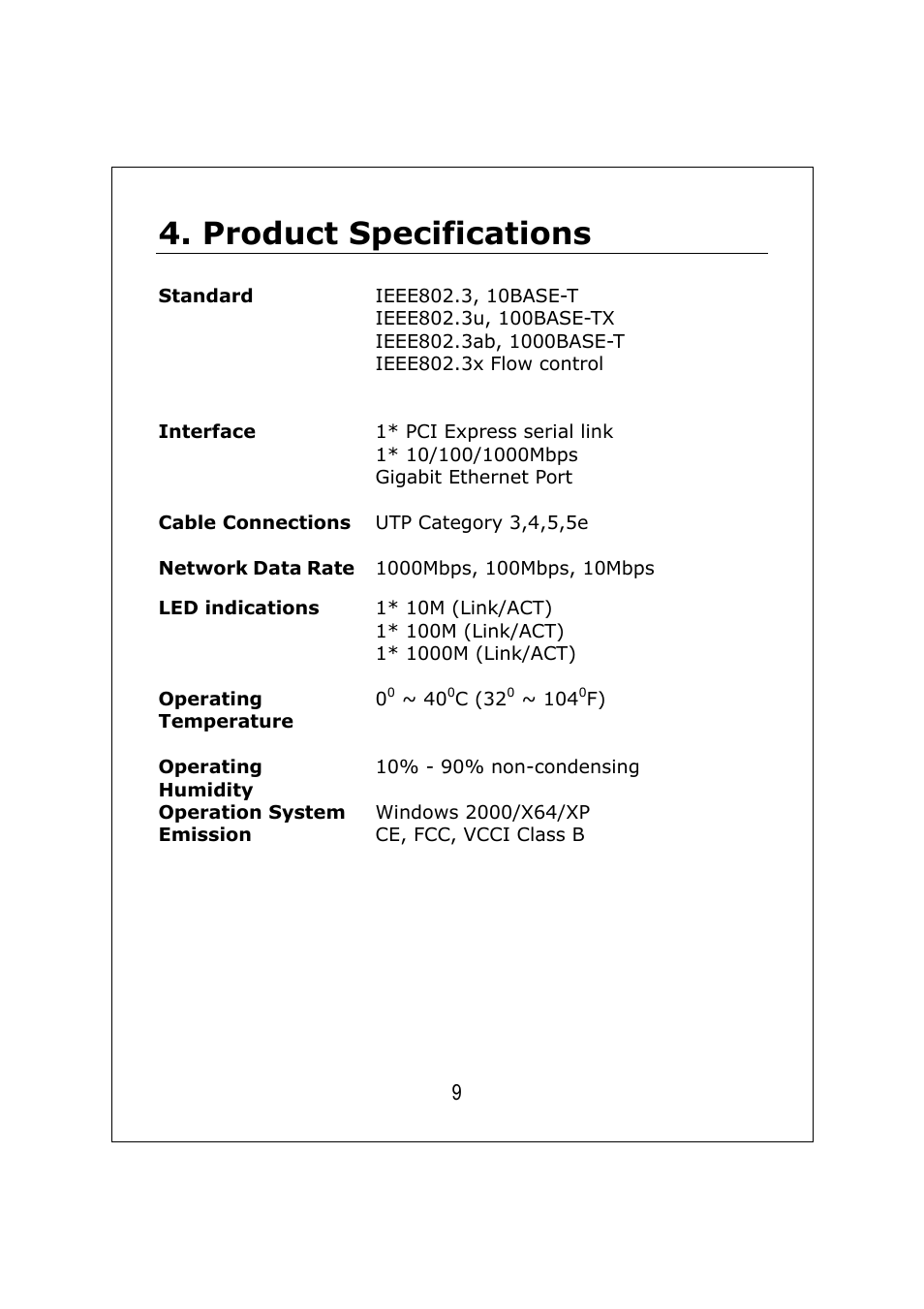 Product specifications | Longshine LCS-8337TXR User Manual | Page 10 / 11