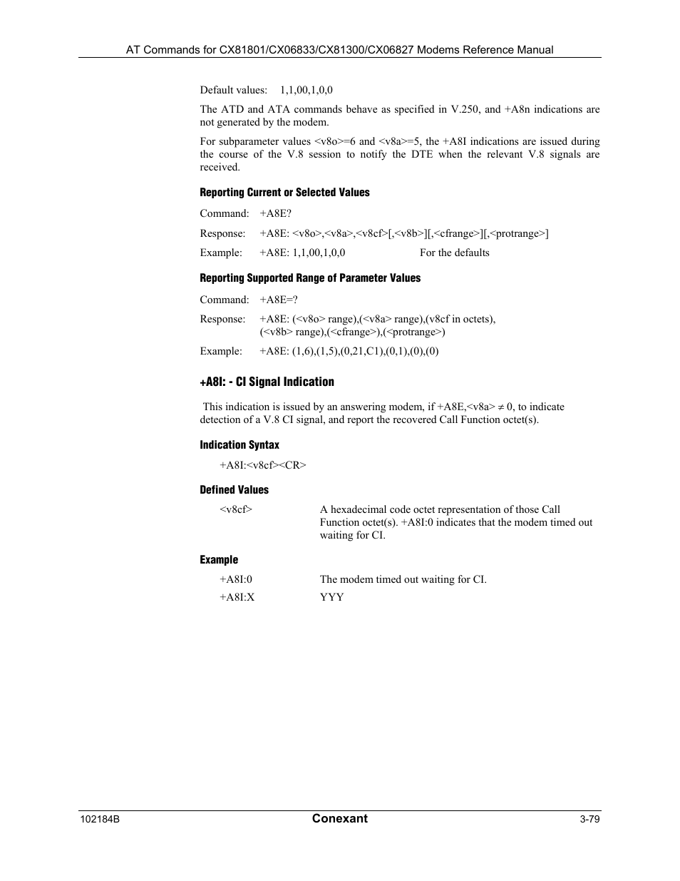 Reporting current or selected values, Reporting supported range of parameter values, A8i: - ci signal indication | Indication syntax, Defined values, Example | Longshine LCS-8560C1 User Manual | Page 119 / 220