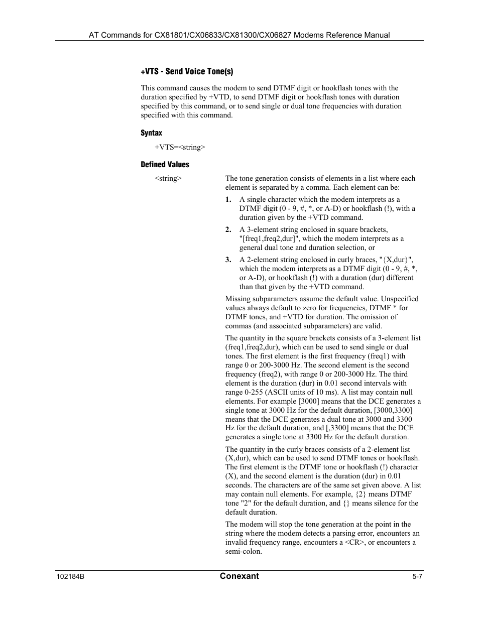 Reporting current or selected values, Reporting supported range of parameter values, Result codes | Voice commands, Vip - voice initialize all parameters, Syntax, Result code, Vrx - start modem receive (record) | Longshine LCS-8560C1 User Manual | Page 197 / 220