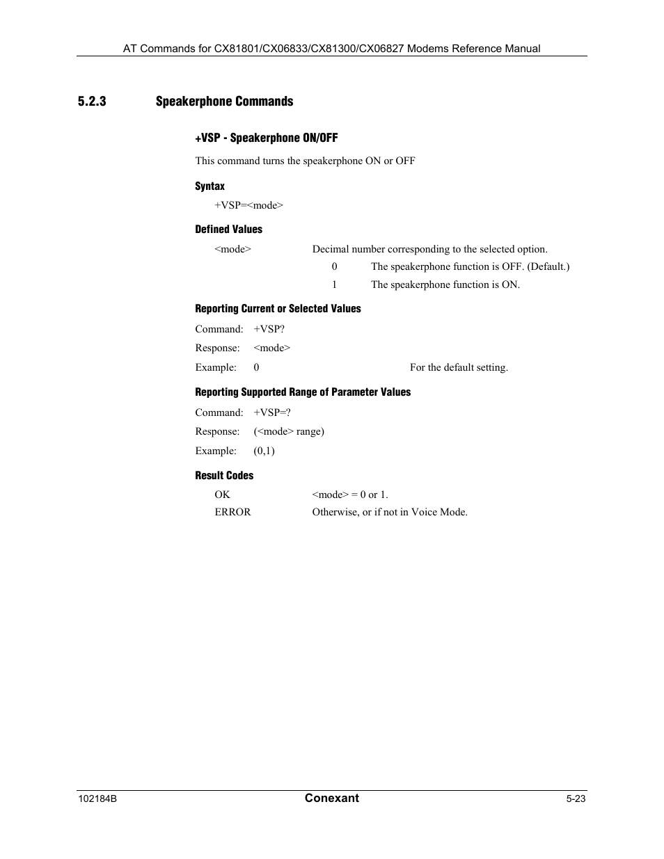 Vdt - control tone cadence reporting, Syntax, Defined values | Reporting current or selected values, Reporting supported range of parameter values, Result codes | Longshine LCS-8560C1 User Manual | Page 213 / 220