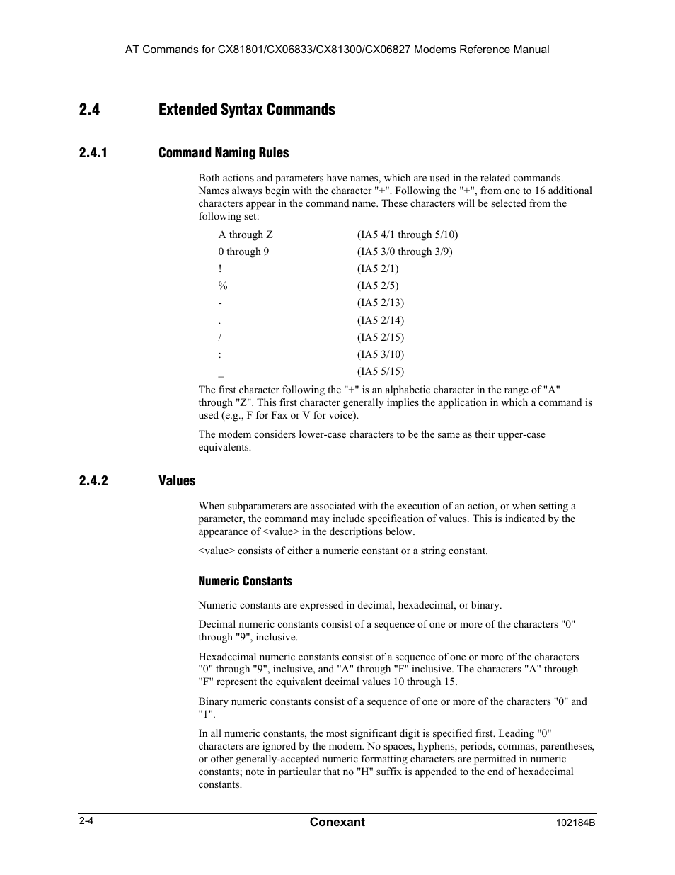 Extended syntax commands, Command naming rules, Values | Numeric constants, 4 extended syntax commands | Longshine LCS-8560C1 User Manual | Page 32 / 220