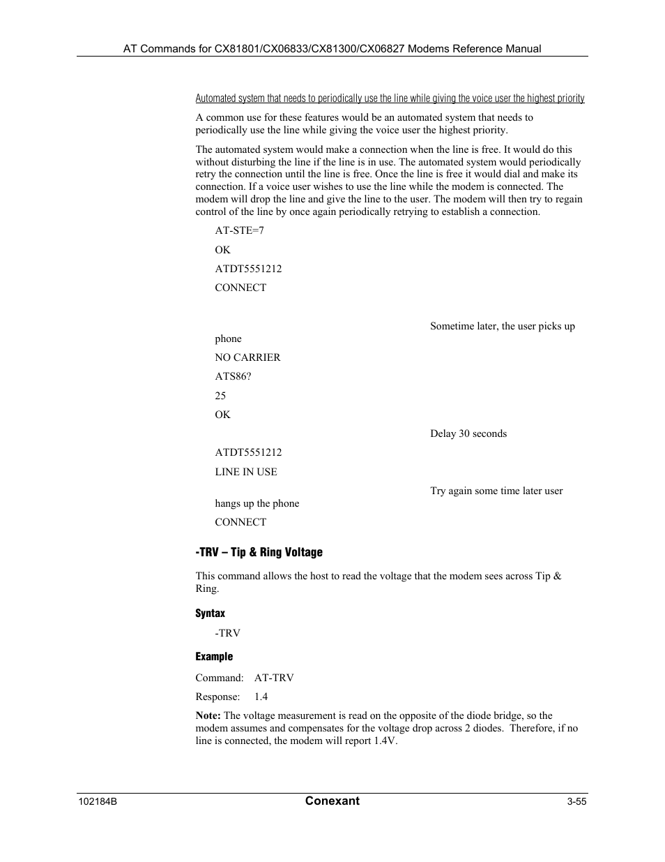 Trv – tip & ring voltage, Syntax, Example | Longshine LCS-8560C1 User Manual | Page 95 / 220