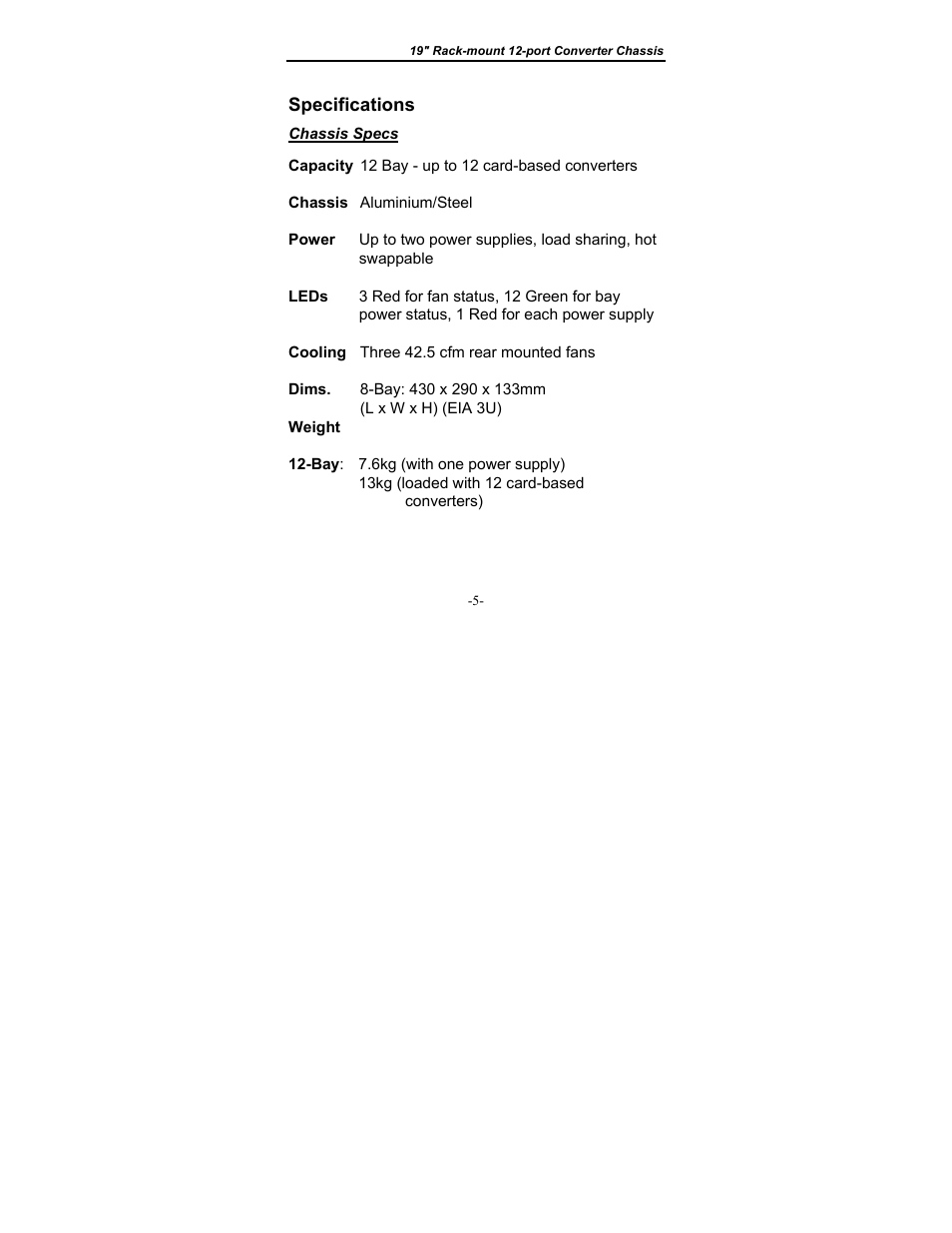 Specifications | Longshine LCS-C819 User Manual | Page 8 / 29