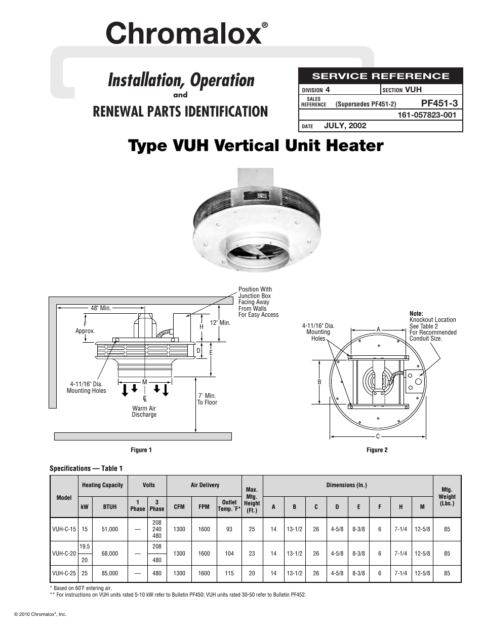 Chromalox PF451-3 User Manual | 4 pages