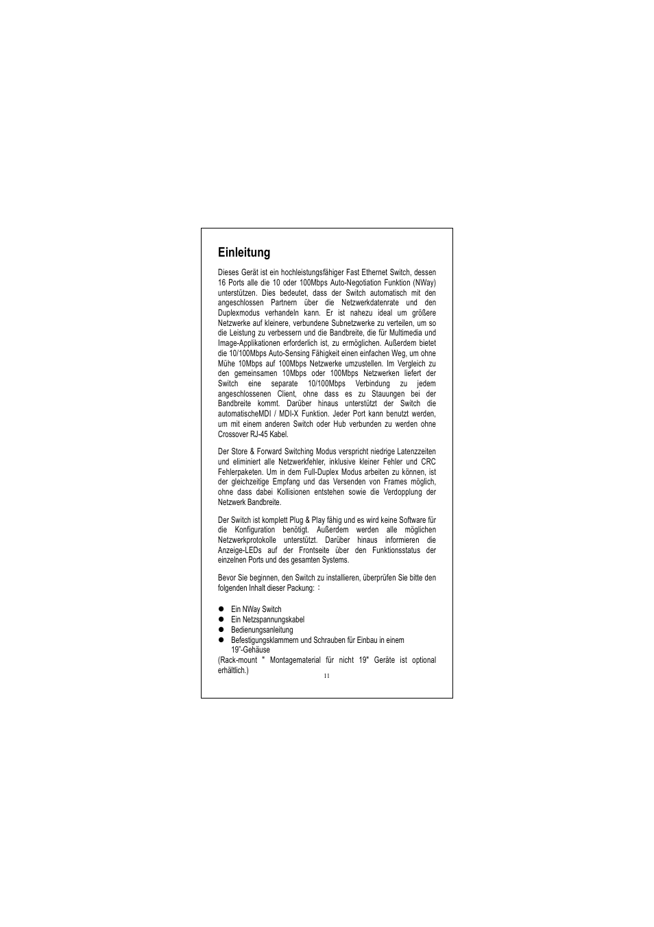 Einleitung | Longshine LCS-FS9116-B User Manual | Page 13 / 35