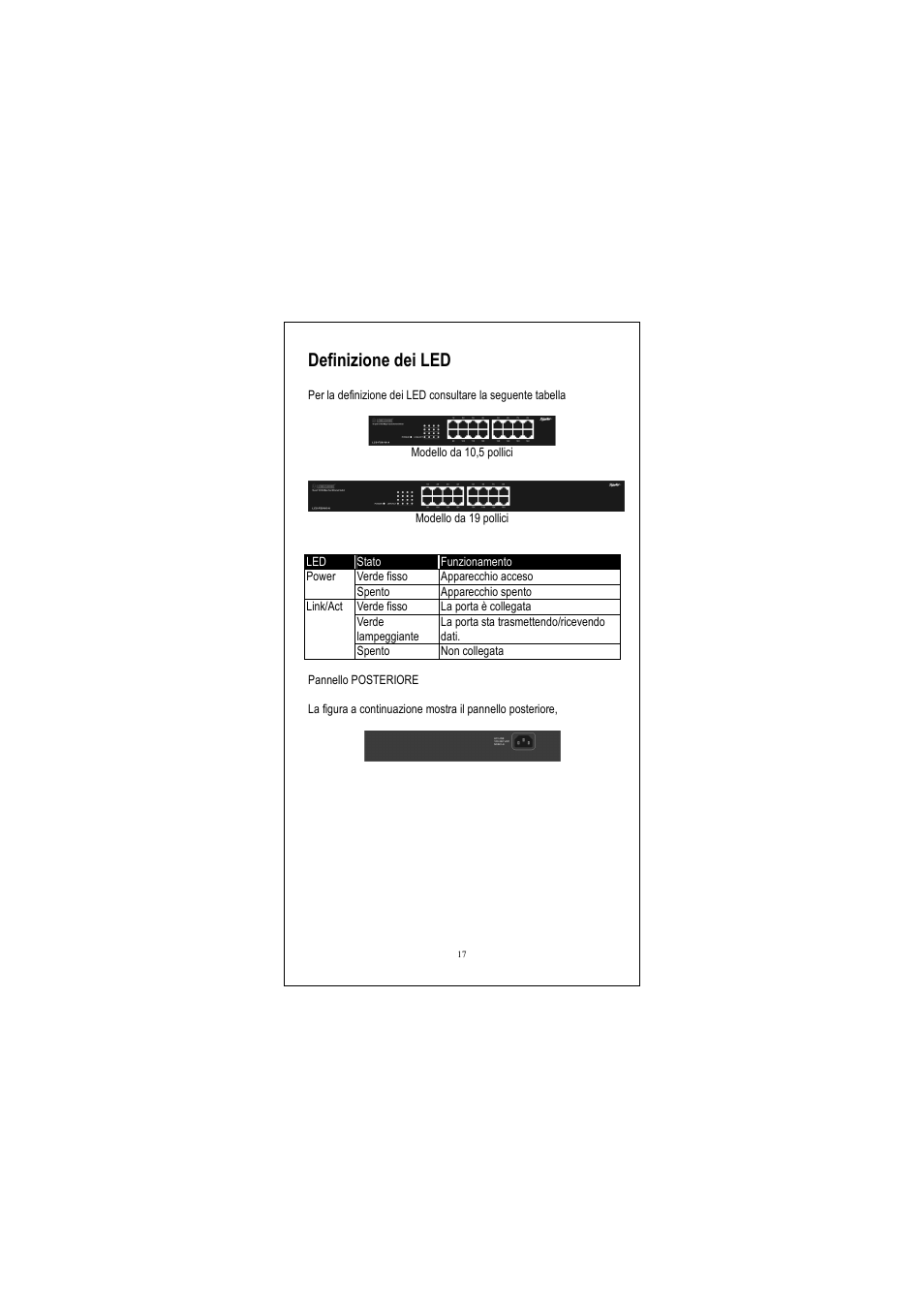 Definizione dei led | Longshine LCS-FS9116-B User Manual | Page 19 / 35