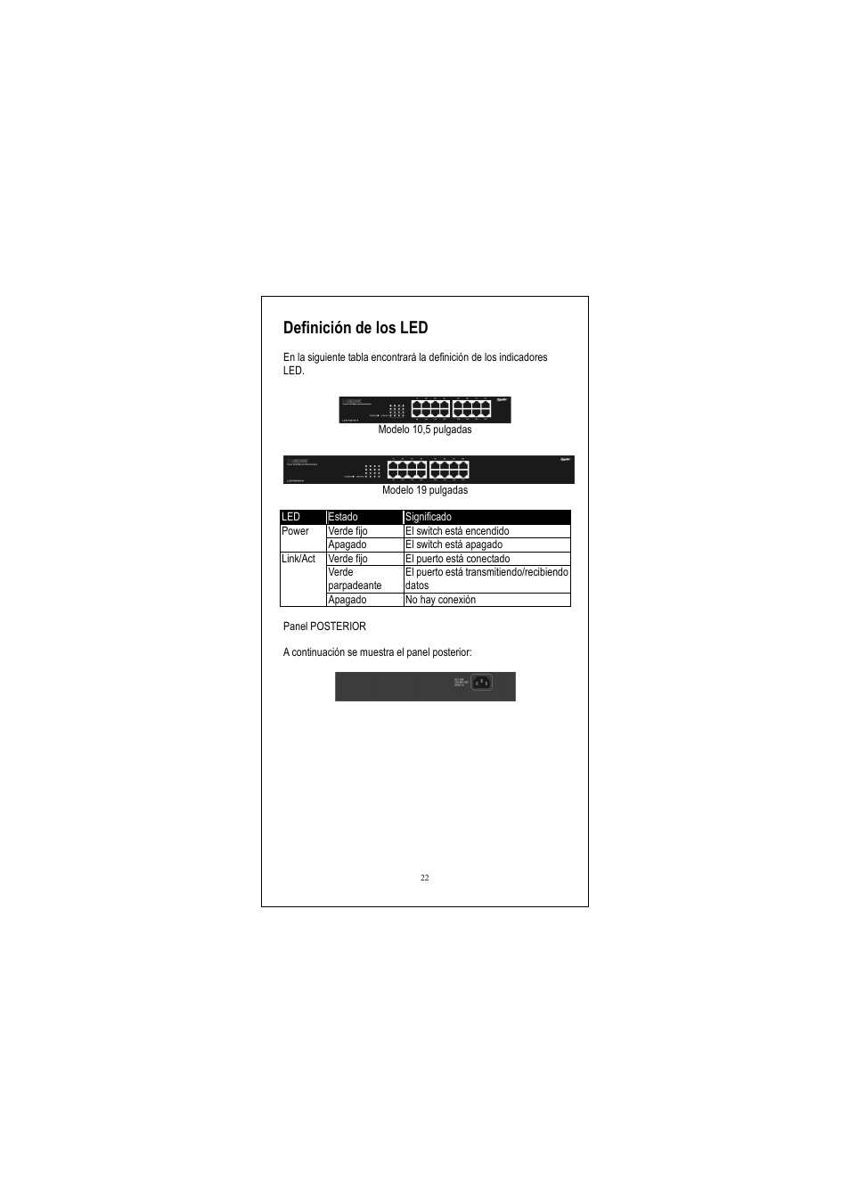 Definición de los led | Longshine LCS-FS9116-B User Manual | Page 24 / 35