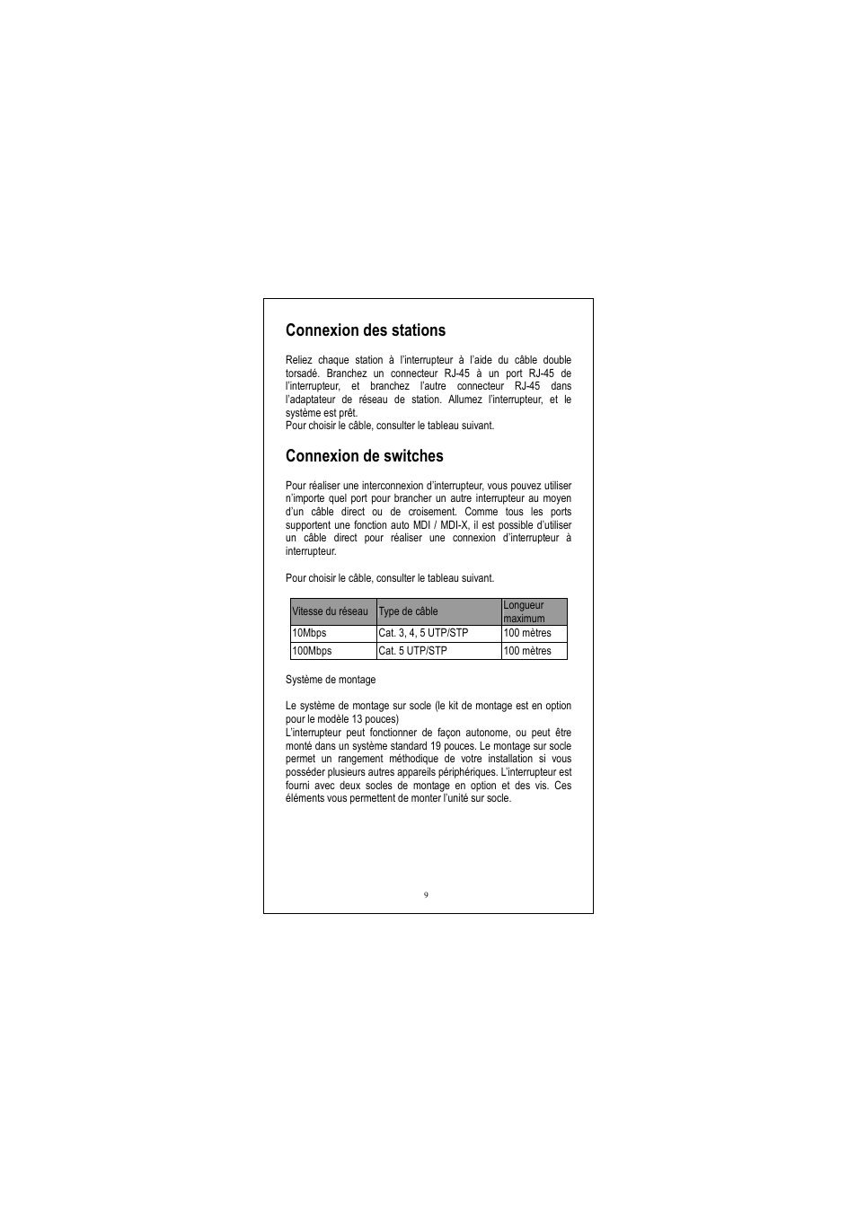 Connexion des stations, Connexion de switches | Longshine LCS-FS8124-B User Manual | Page 10 / 35