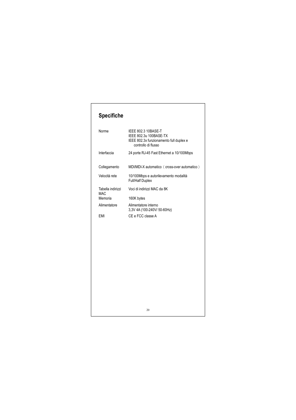 Specifiche | Longshine LCS-FS8124-B User Manual | Page 21 / 35