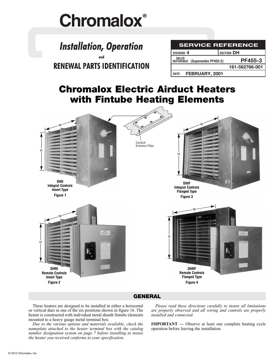 Chromalox PF455-3 User Manual | 8 pages