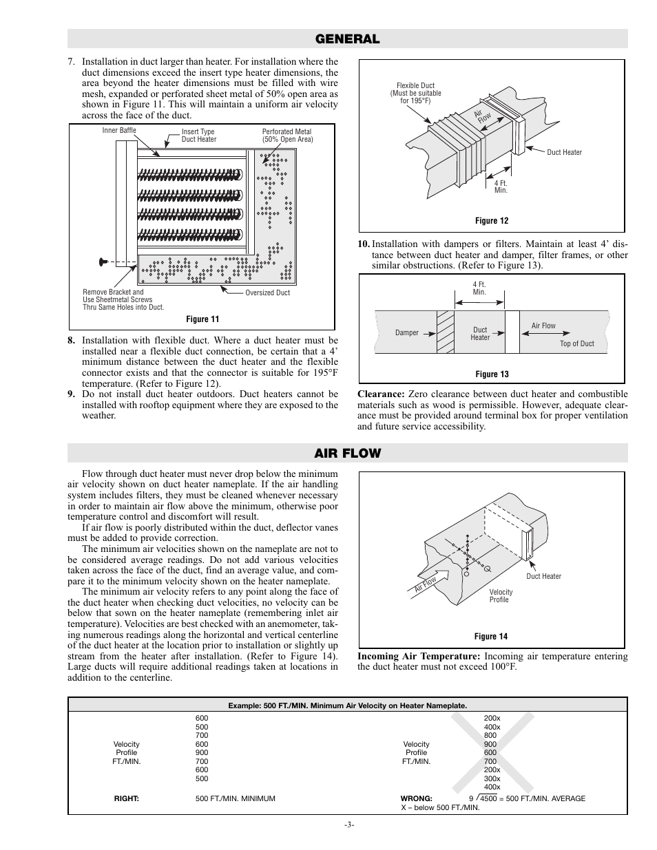 General, Air flow | Chromalox PF455-3 User Manual | Page 3 / 8