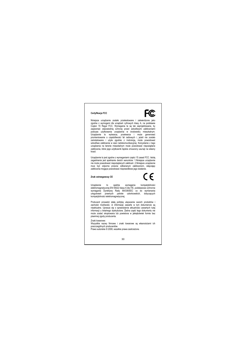 Znak ostrzegawczy ce | Longshine LCS-GS8116-A User Manual | Page 31 / 32