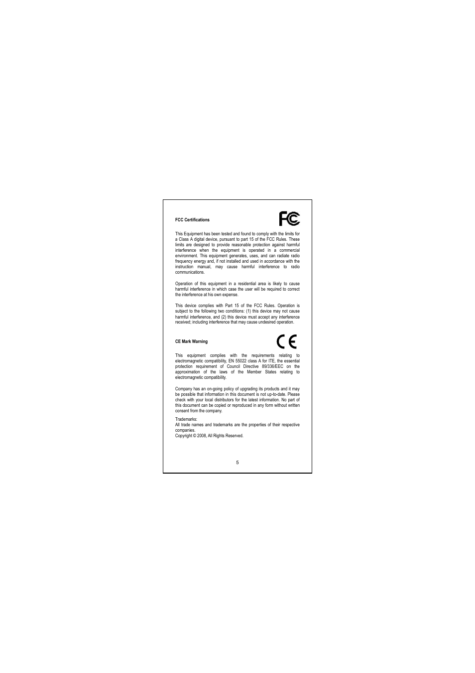 Ce mark warning | Longshine LCS-GS8116-A User Manual | Page 6 / 32