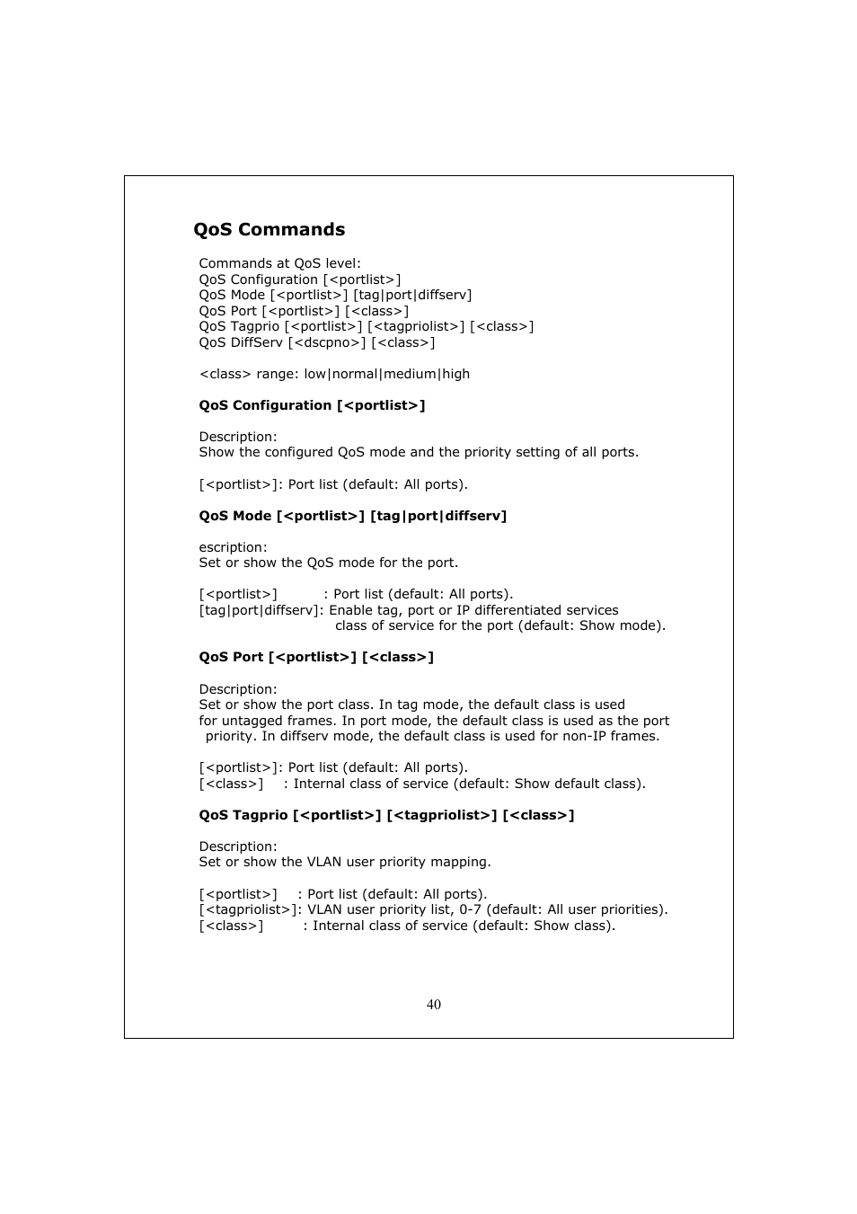 Qos commands | Longshine LCS-GS9428 User Manual | Page 40 / 46