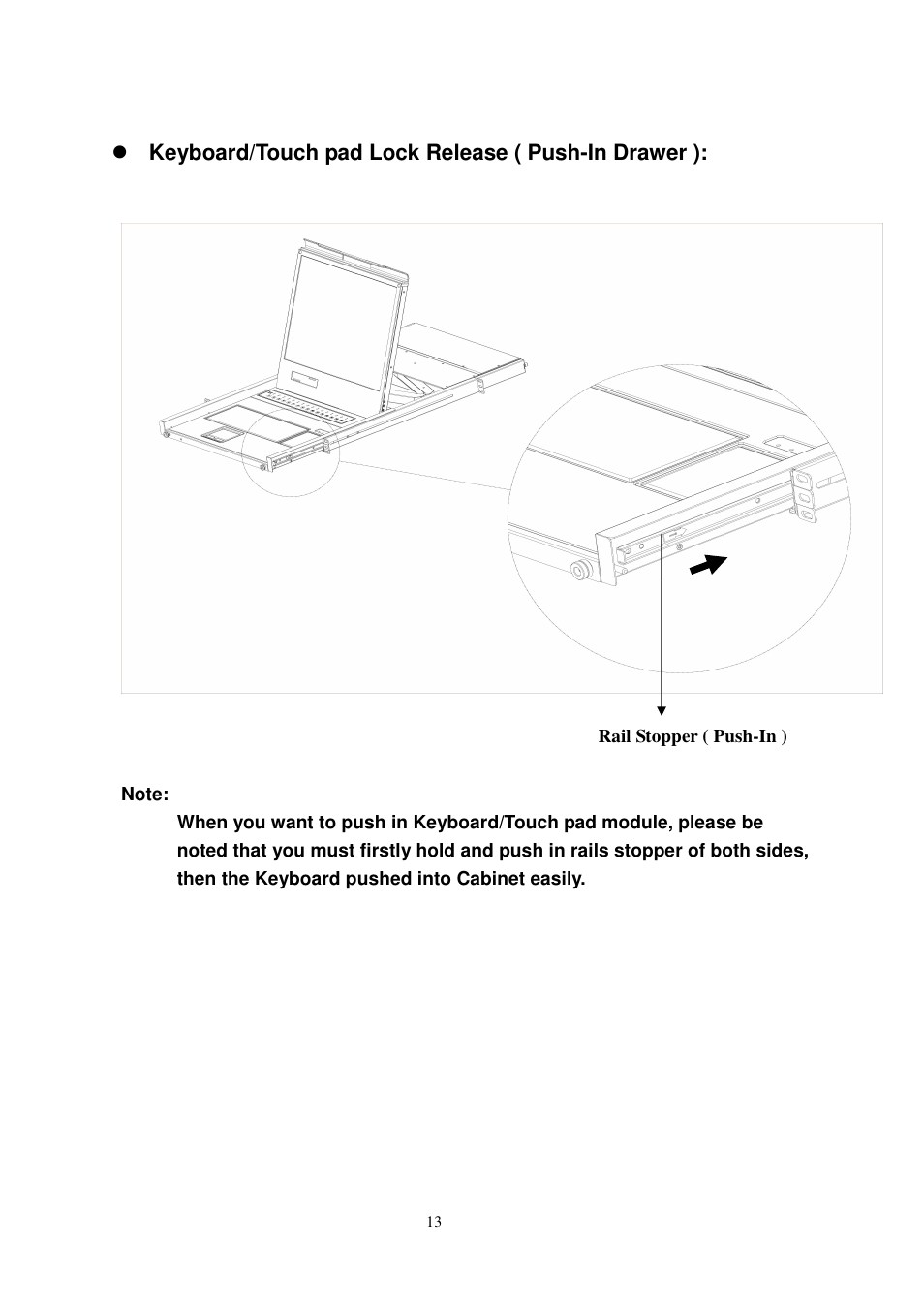 Keyboard/touch pad lock release ( push-in drawer ) | Longshine LCS-KL-2716M User Manual | Page 14 / 38