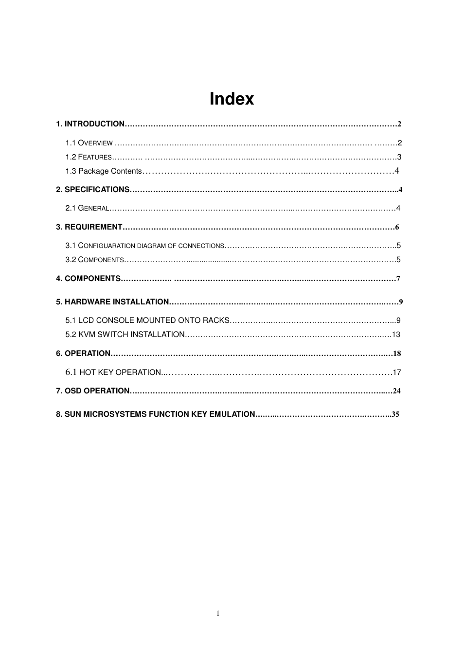 Index | Longshine LCS-KL-2716M User Manual | Page 2 / 38