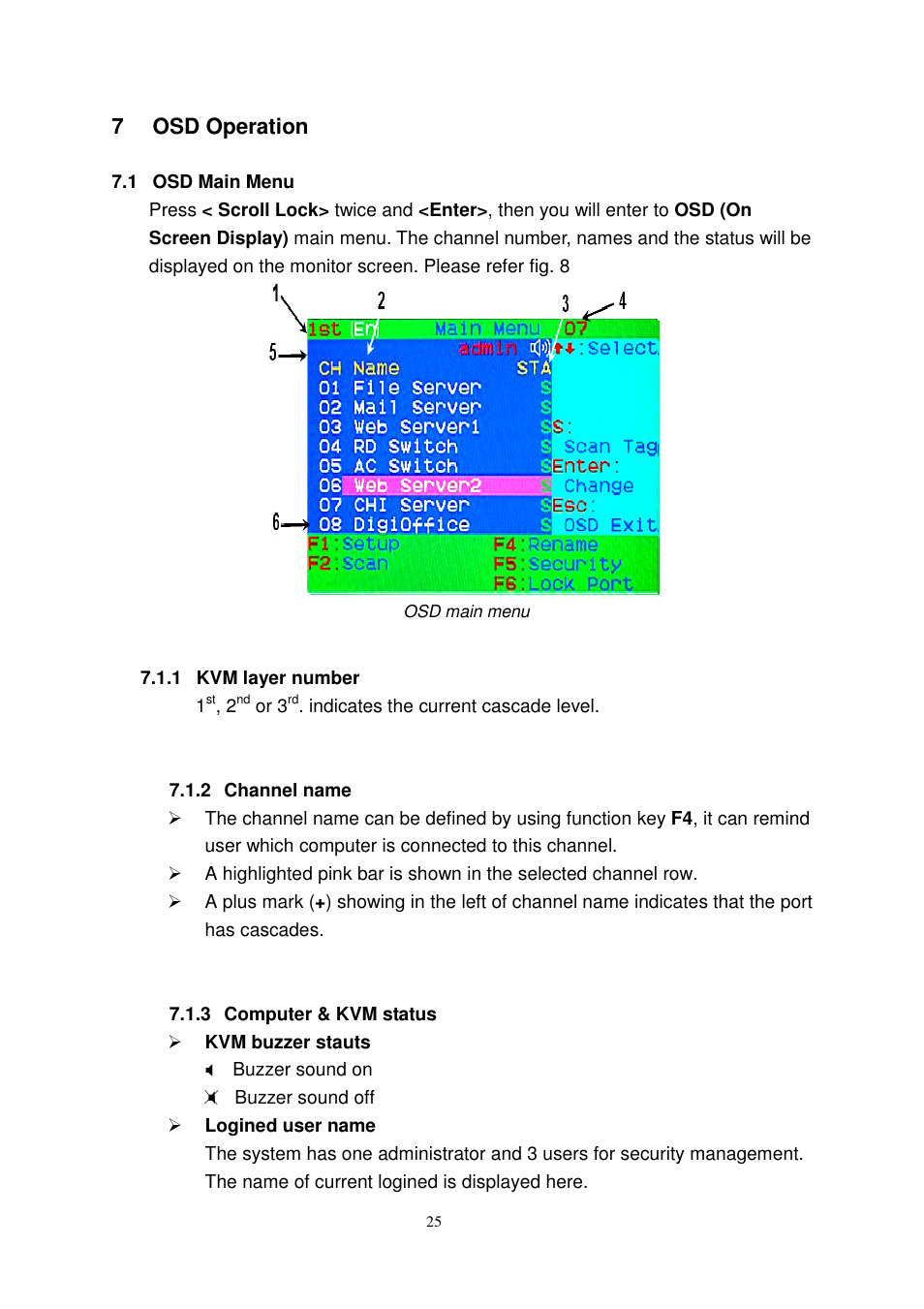 7osd operation | Longshine LCS-KL-2716M User Manual | Page 26 / 38