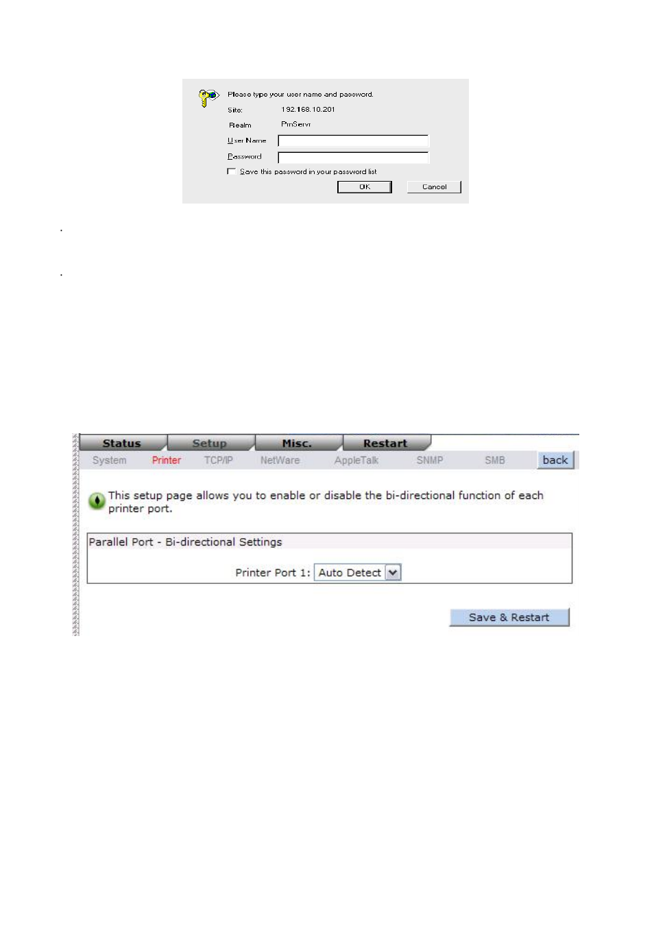 Printer setup, Tcp/ip setup | Longshine LCS-PS112 User Manual | Page 40 / 81