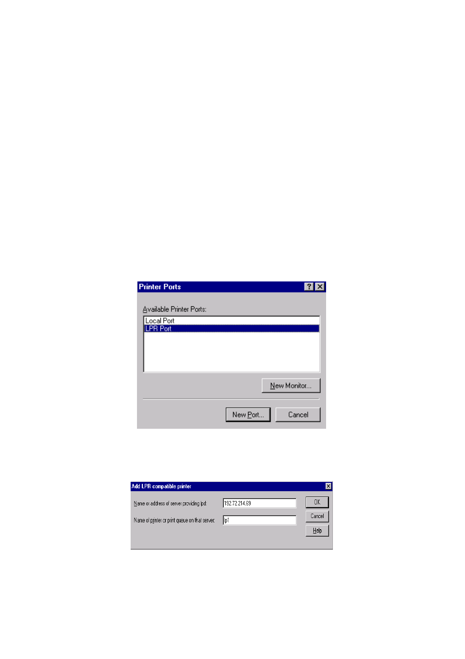 Windows nt lpr port printing installation, Indows, Nt lpr p | Rinting, Nstallation, Dhcp | Longshine LCS-PS112 User Manual | Page 55 / 81