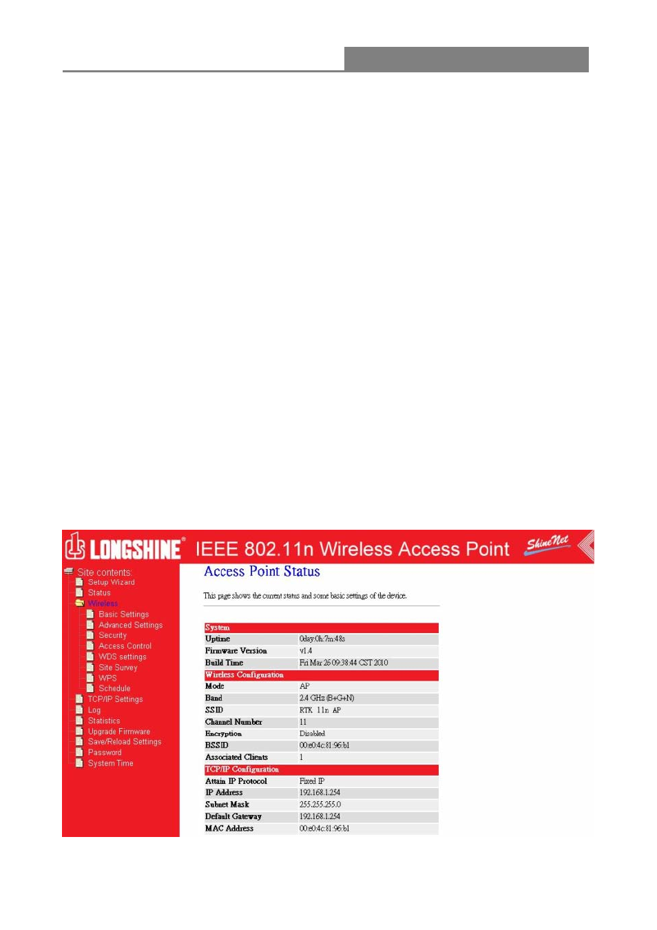 Chapter 3 management, Chapter 3, Wireless 11n access point | Longshine LCS-WA3-50 User Manual | Page 14 / 33