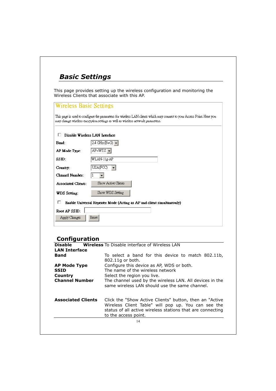 Basic settings, Configuration | Longshine LCS-WA5-45 User Manual | Page 18 / 32