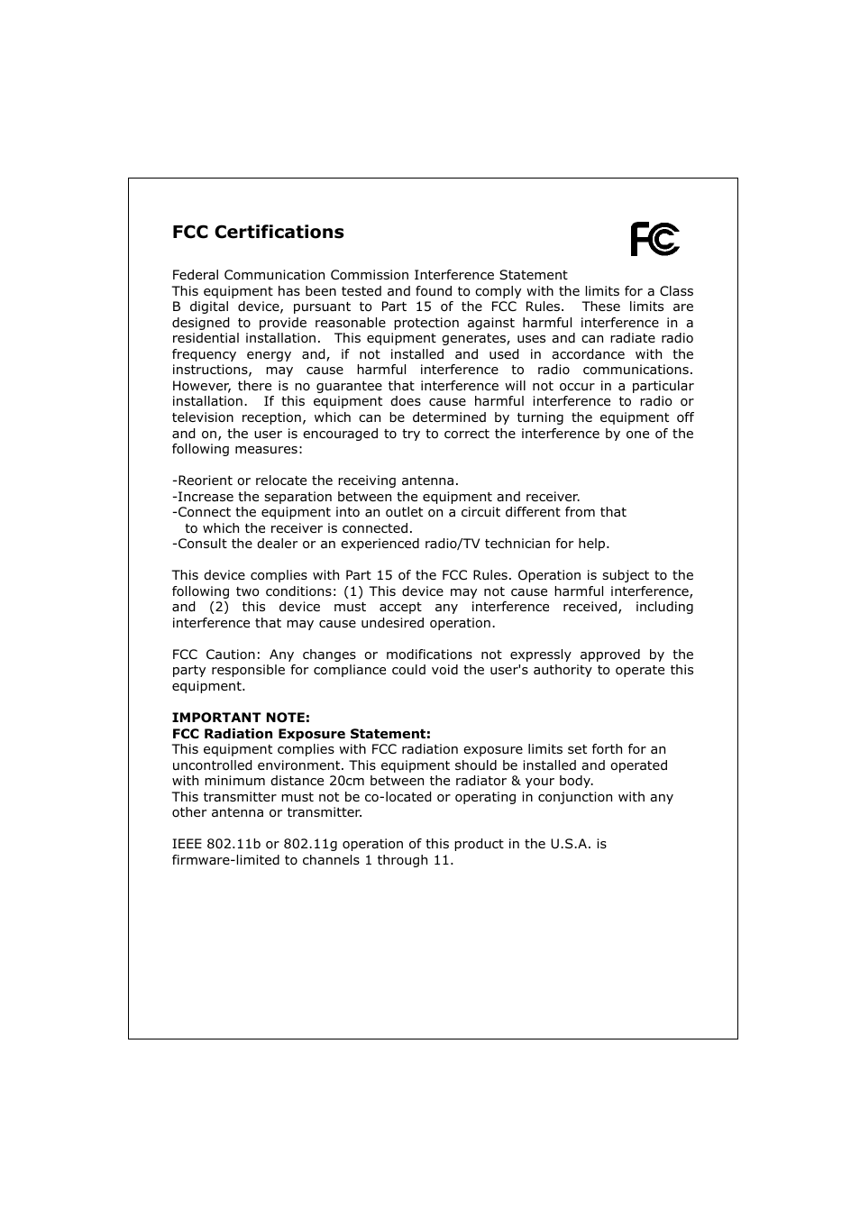 Fcc certifications | Longshine LCS-WA5-45 User Manual | Page 2 / 32