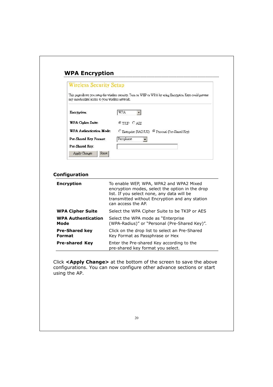 Wpa encryption | Longshine LCS-WA5-45 User Manual | Page 24 / 32