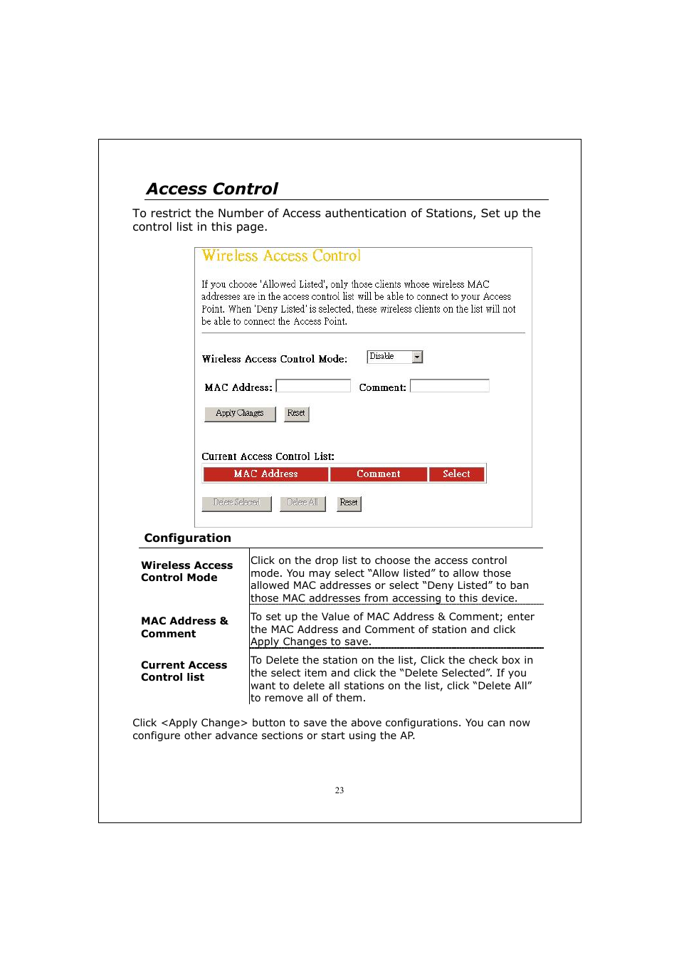 Access control | Longshine LCS-WA5-45 User Manual | Page 27 / 32