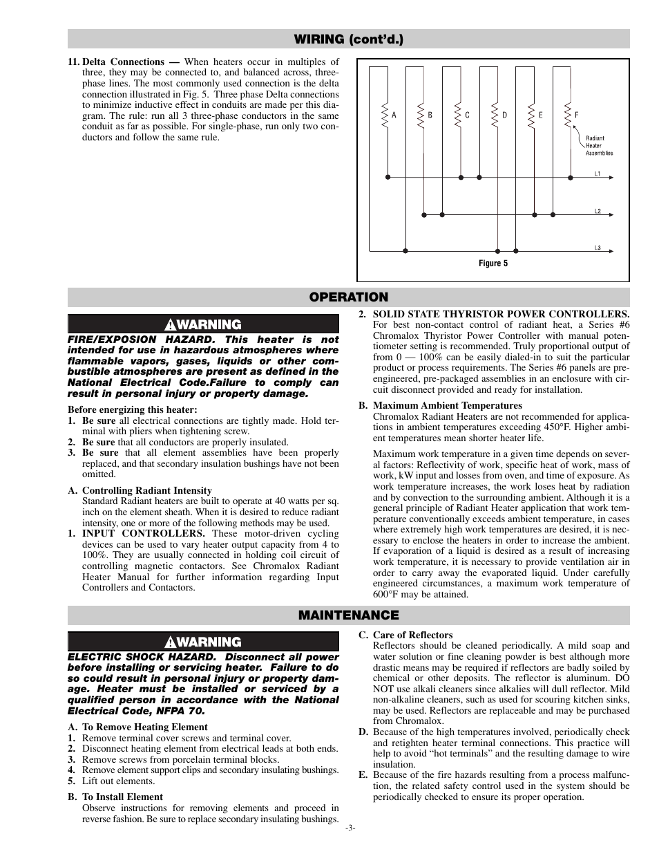 Operation, Maintenance, Wiring (cont’d.) | Chromalox PG412-10 User Manual | Page 3 / 6