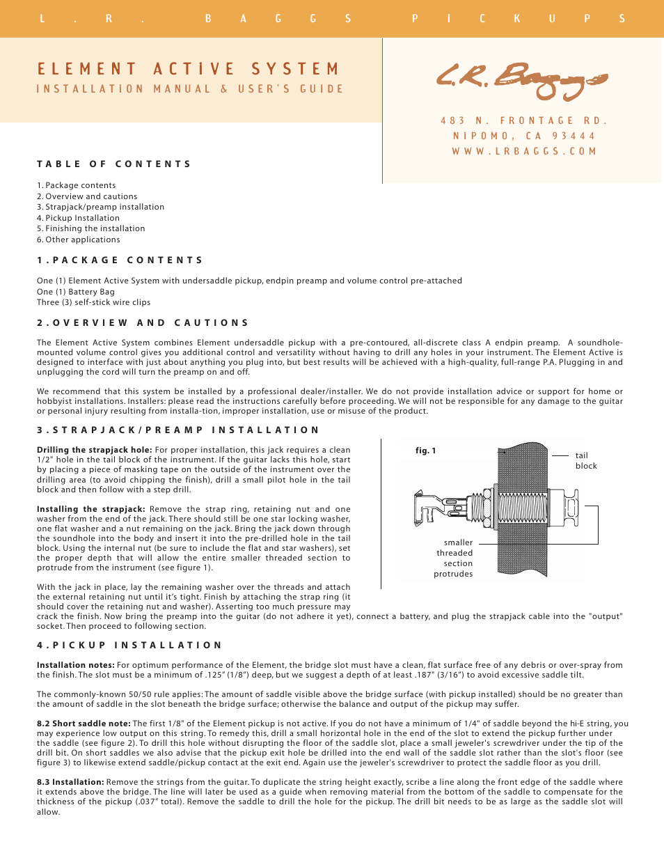 LR Baggs Element Active System User Manual | 2 pages