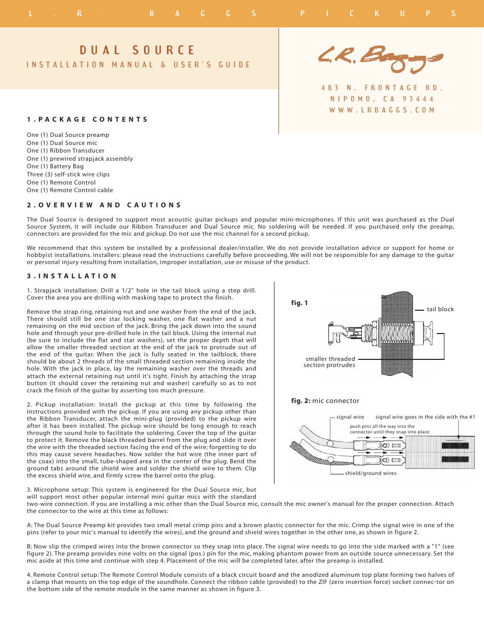 LR Baggs Dual Source User Manual | 4 pages