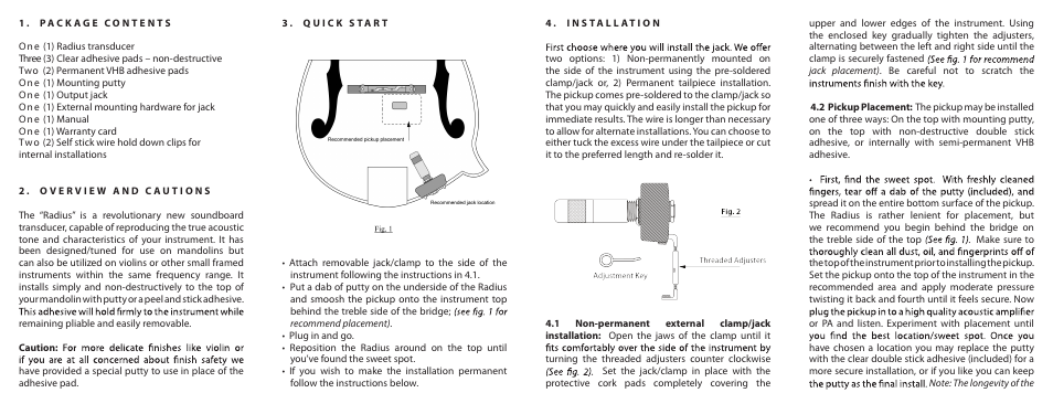 LR Baggs Radius Mandolin User Manual | 2 pages