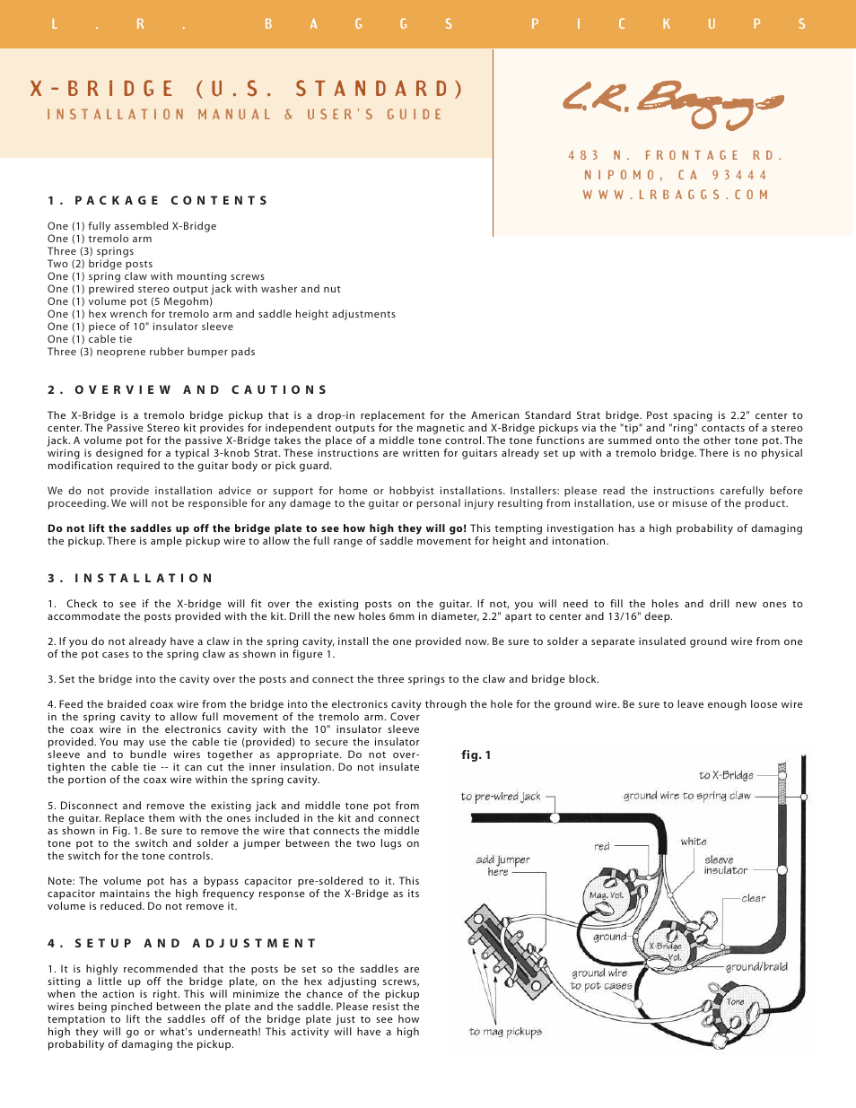 LR Baggs X-Bridge: US Standard User Manual | 2 pages